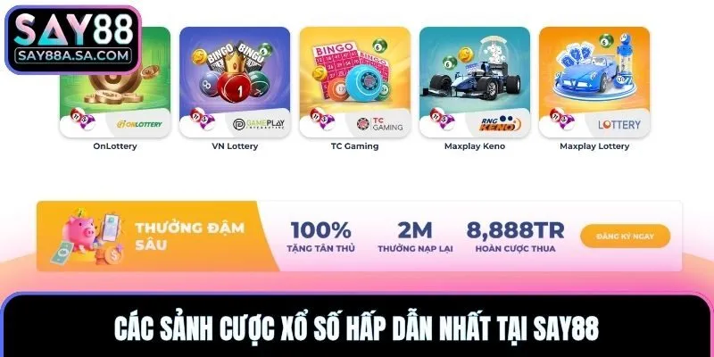 Các sảnh cược xổ số hấp dẫn nhất tại Say88